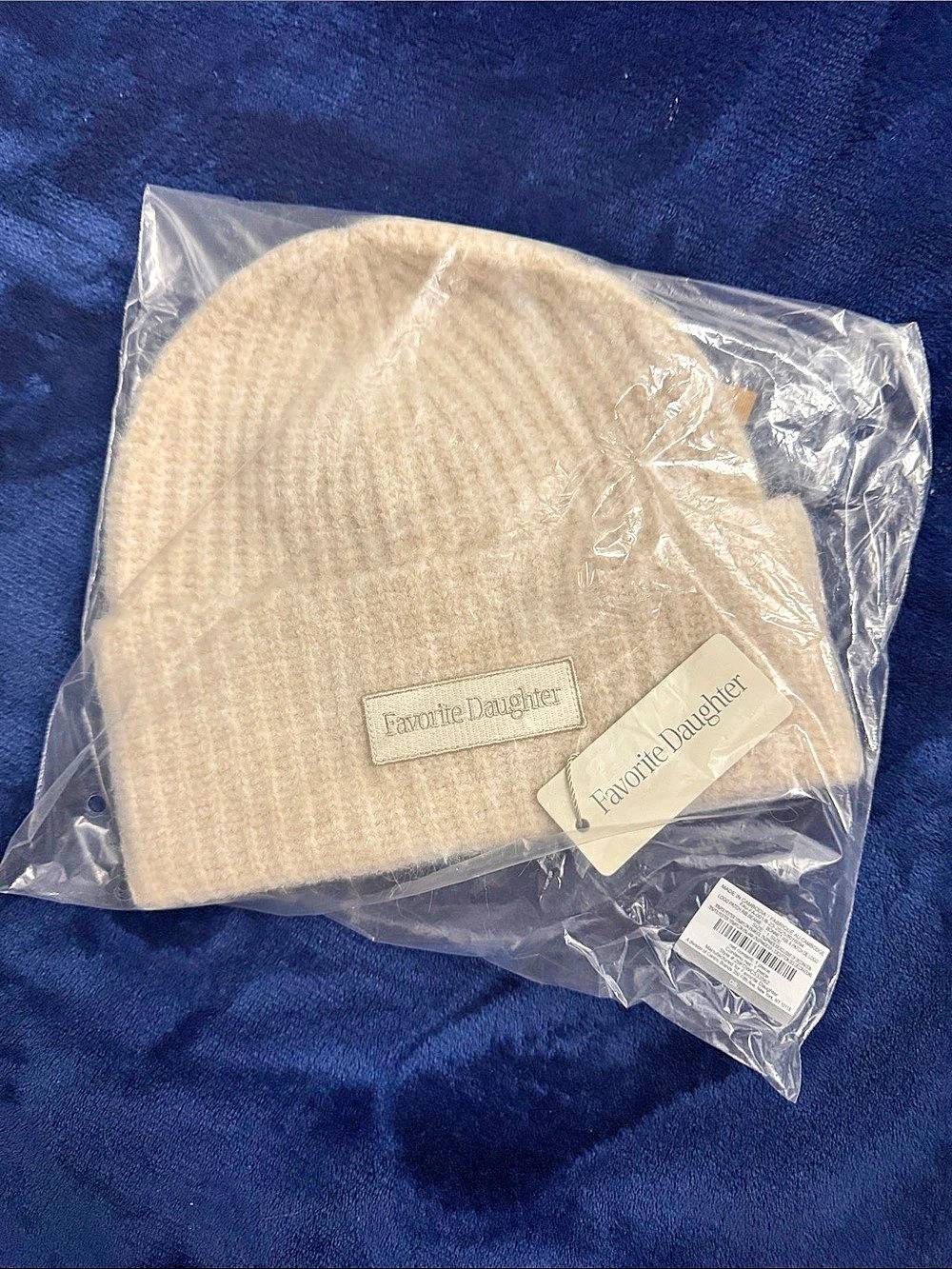 Favorite Daughter Logo Patch Rib Beanie Rib Beanie in Ivory NWT